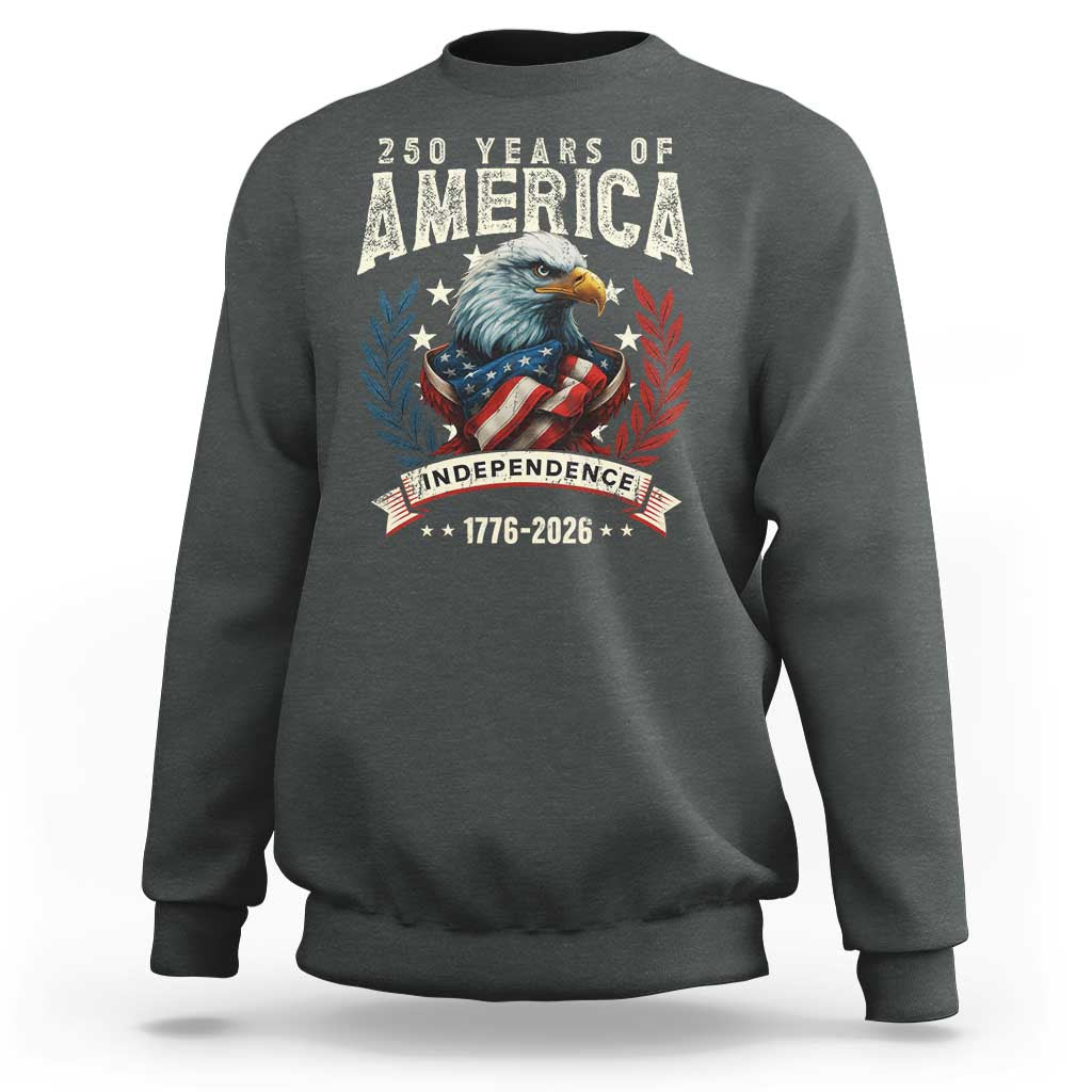 250 Years Of America Sweatshirt 250th American Anniversary Independence Bald Eagle - Wonder Print Shop