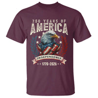 250 Years Of America T Shirt 250th American Anniversary Independence Bald Eagle - Wonder Print Shop