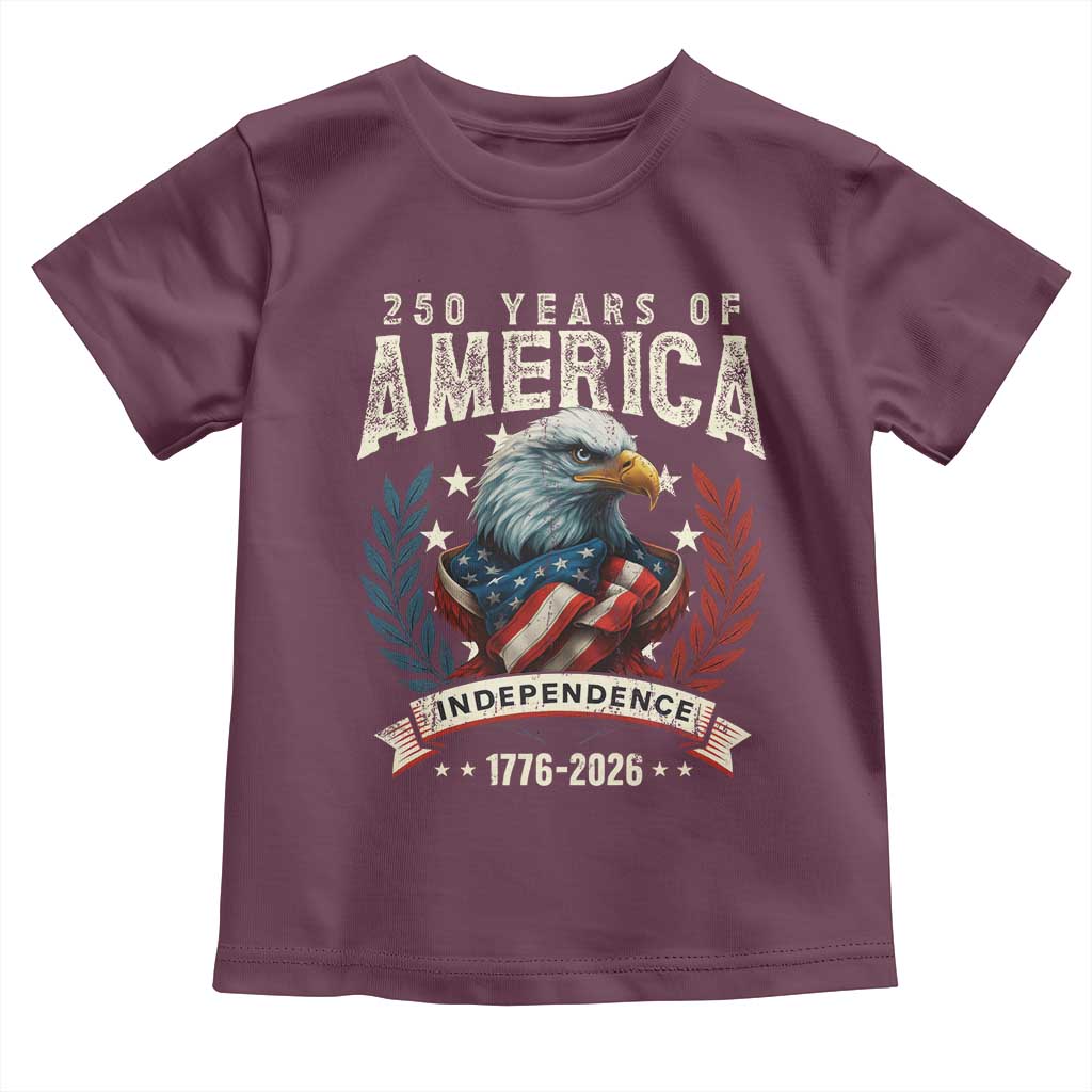 250 Years Of America Toddler T Shirt 250th American Anniversary Independence Bald Eagle - Wonder Print Shop