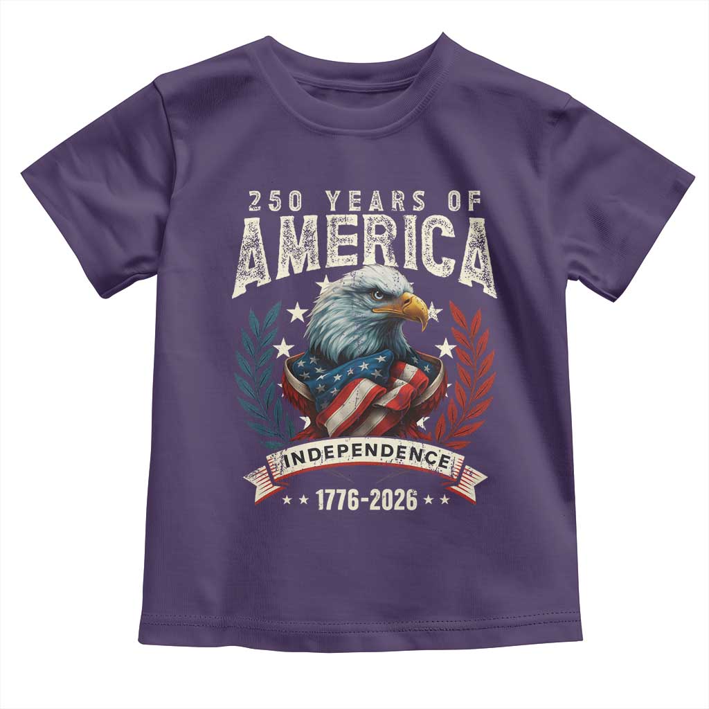 250 Years Of America Toddler T Shirt 250th American Anniversary Independence Bald Eagle - Wonder Print Shop