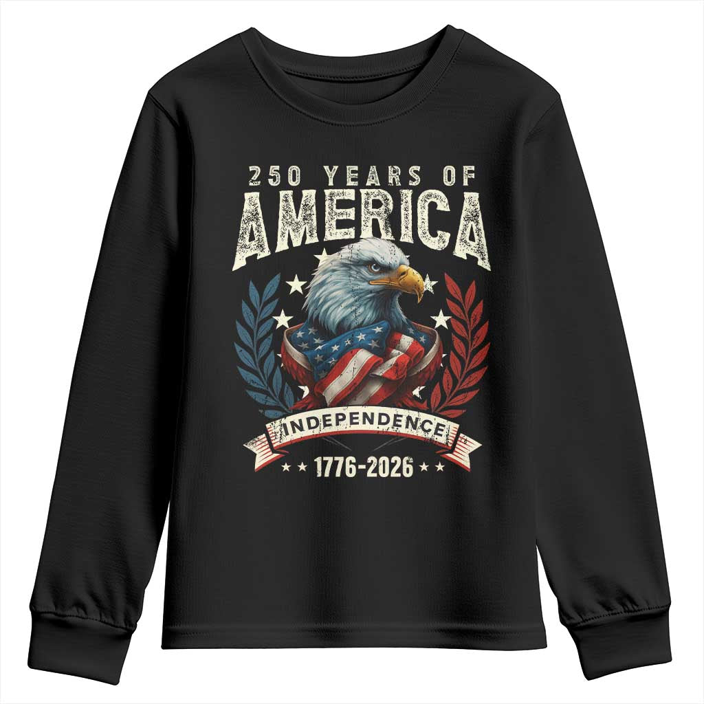 250 Years Of America Youth Sweatshirt 250th American Anniversary Independence Bald Eagle - Wonder Print Shop