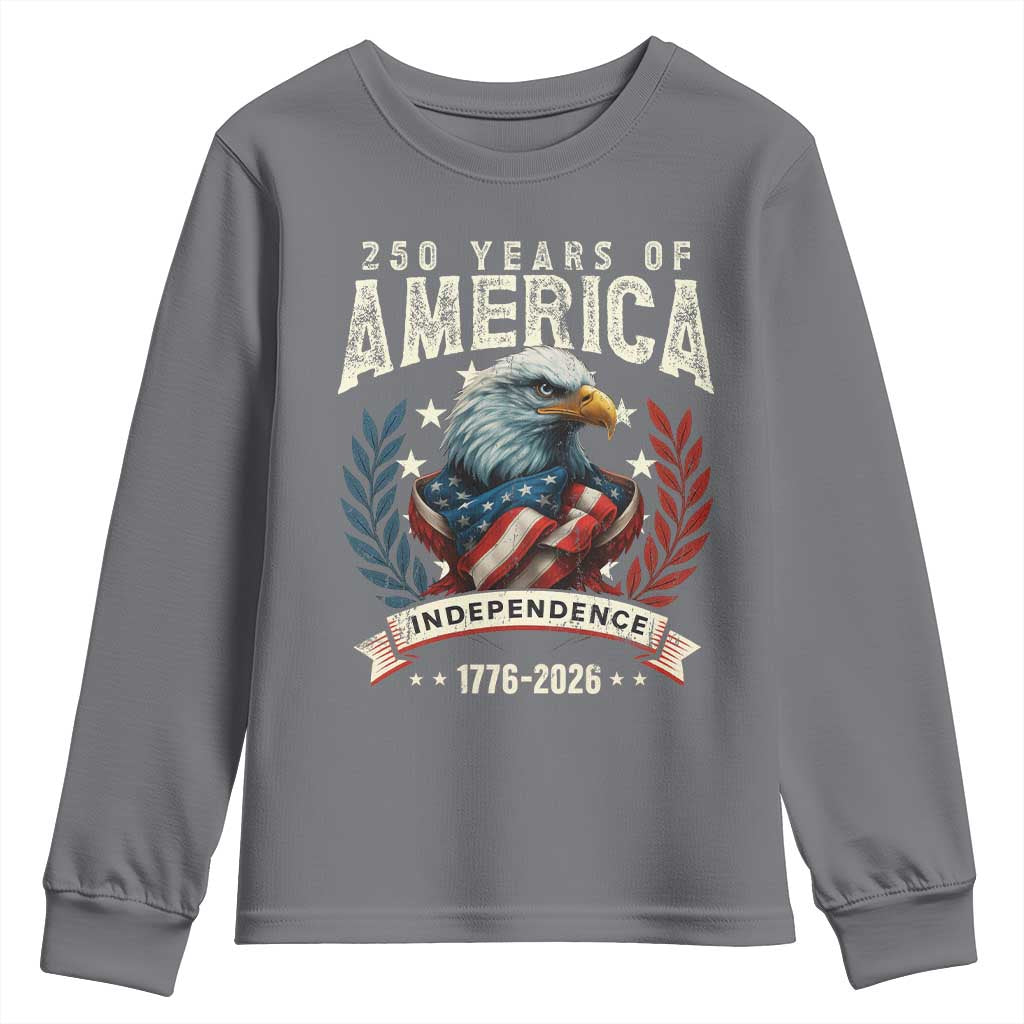 250 Years Of America Youth Sweatshirt 250th American Anniversary Independence Bald Eagle - Wonder Print Shop