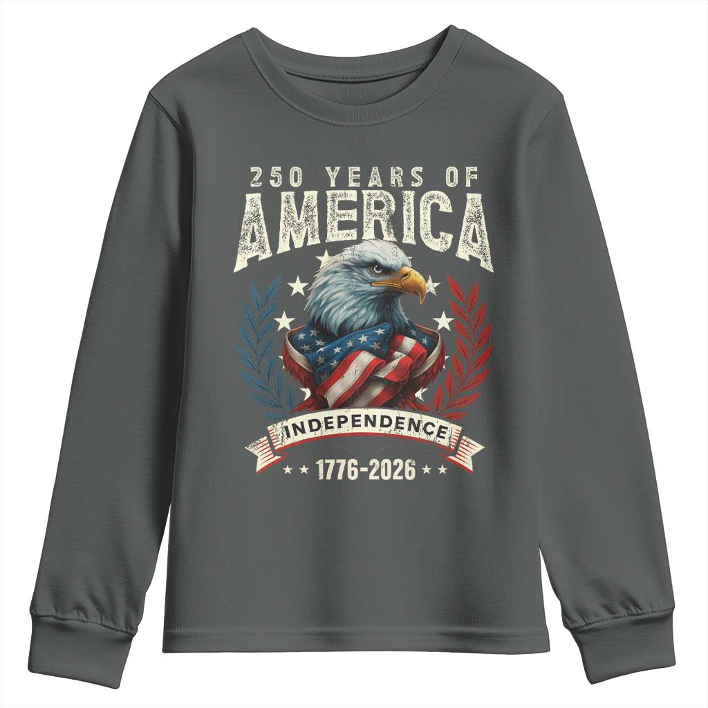 250 Years Of America Youth Sweatshirt 250th American Anniversary Independence Bald Eagle - Wonder Print Shop