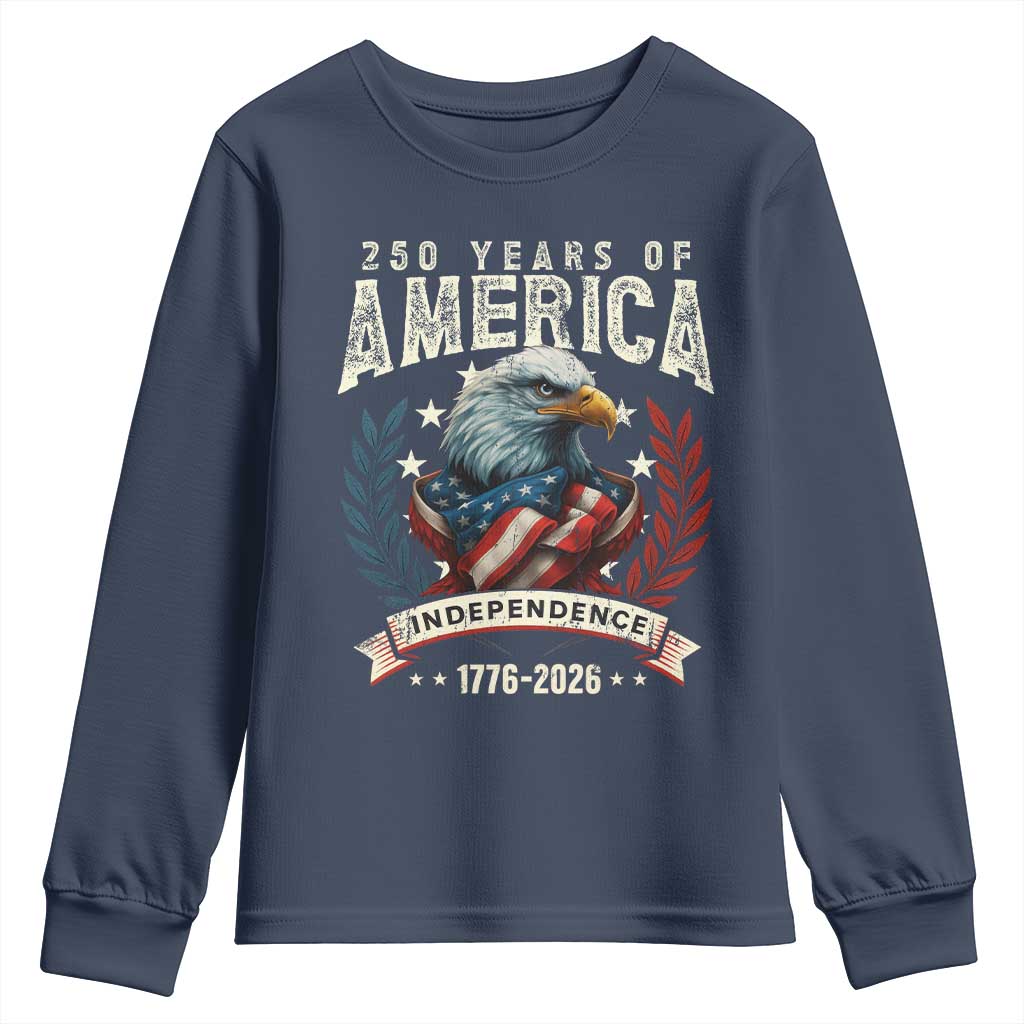 250 Years Of America Youth Sweatshirt 250th American Anniversary Independence Bald Eagle - Wonder Print Shop