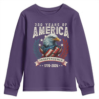 250 Years Of America Youth Sweatshirt 250th American Anniversary Independence Bald Eagle - Wonder Print Shop