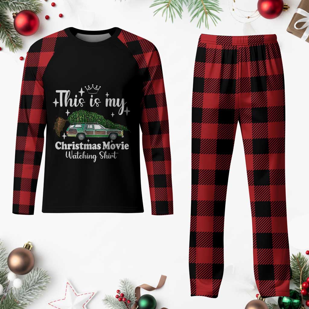 This Is My Christmas Movie Watching Plaid Pajama Set Vintage Xmas Tree Car - Wonder Print Shop