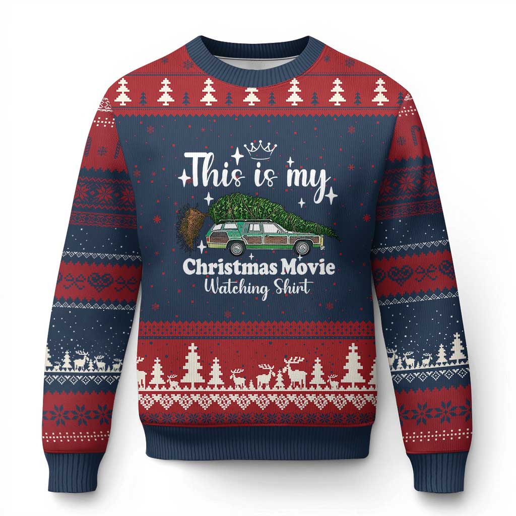 This Is My Xmas Movie Watching Ugly Christmas Sweater Vintage Xmas Tree Car - Wonder Print Shop