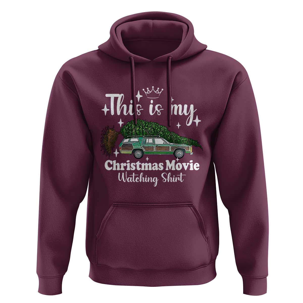 This Is My Christmas Movie Watching Hoodie Vintage Xmas Tree Car - Wonder Print Shop
