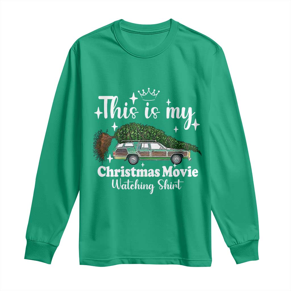 This Is My Christmas Movie Watching Long Sleeve Shirt Vintage Xmas Tree Car - Wonder Print Shop