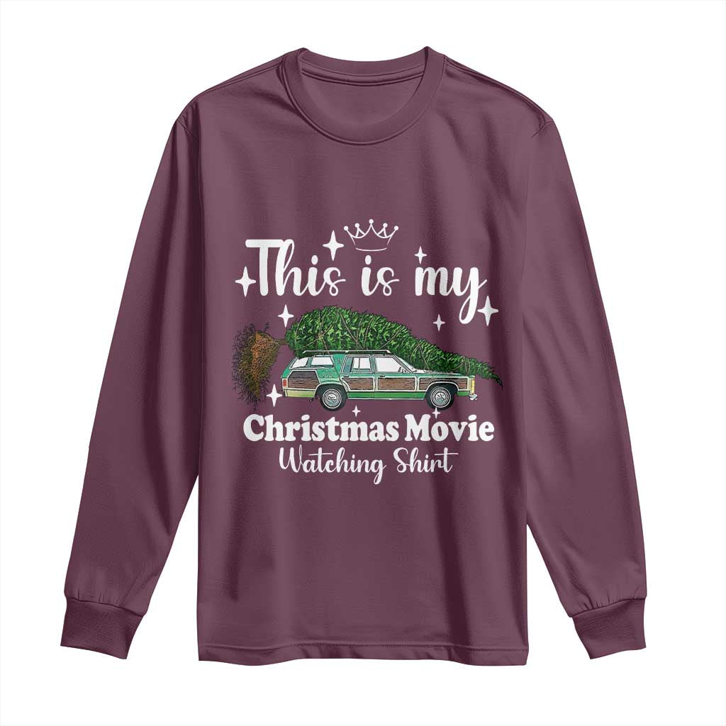 This Is My Christmas Movie Watching Long Sleeve Shirt Vintage Xmas Tree Car - Wonder Print Shop