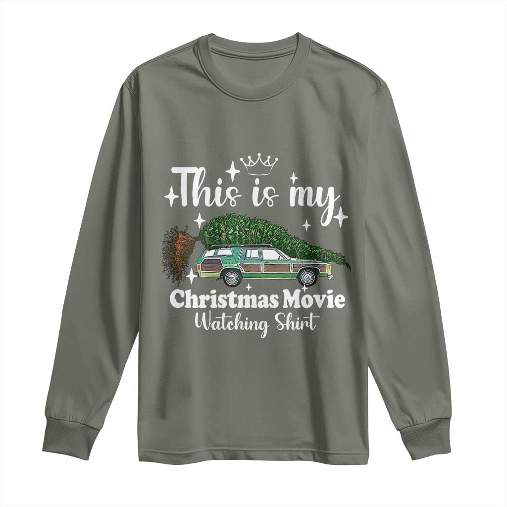 This Is My Christmas Movie Watching Long Sleeve Shirt Vintage Xmas Tree Car - Wonder Print Shop