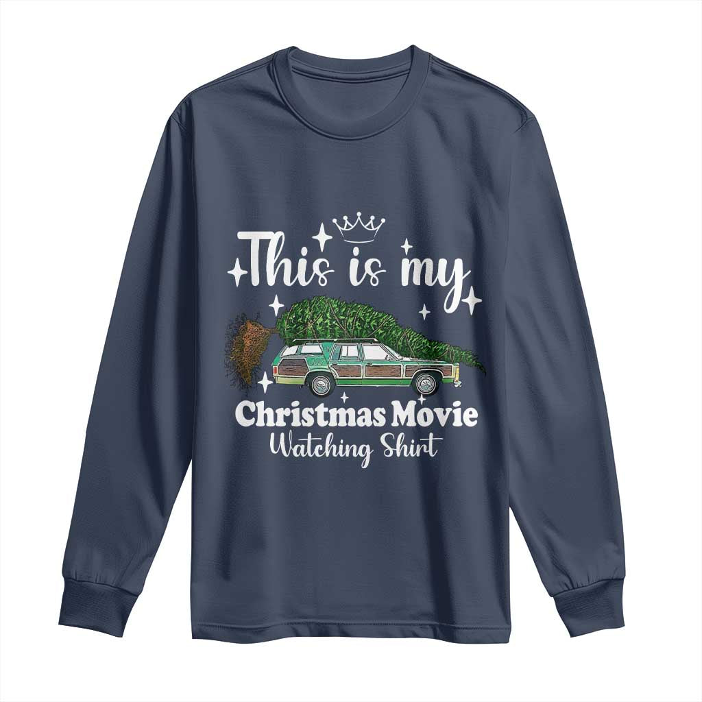 This Is My Christmas Movie Watching Long Sleeve Shirt Vintage Xmas Tree Car - Wonder Print Shop