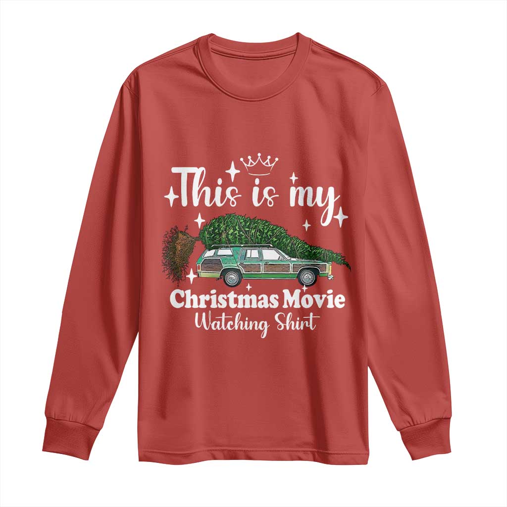 This Is My Christmas Movie Watching Long Sleeve Shirt Vintage Xmas Tree Car - Wonder Print Shop