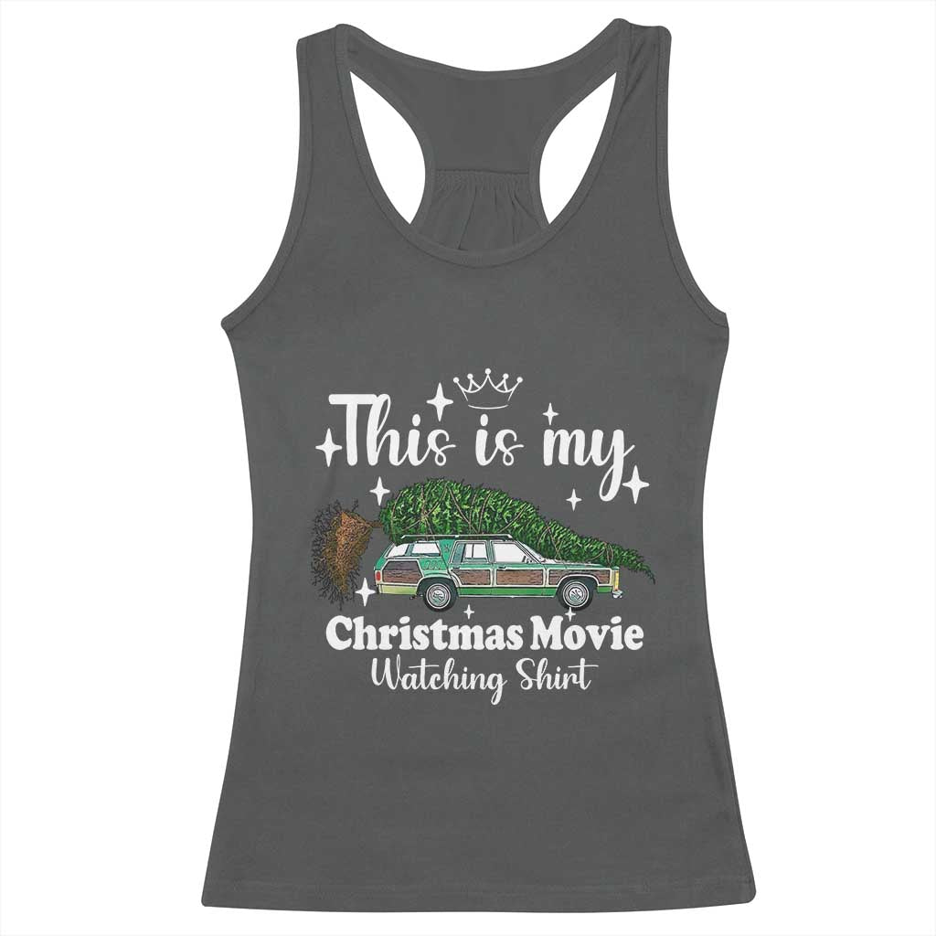 This Is My Christmas Movie Watching Racerback Tank Top Vintage Xmas Tree Car - Wonder Print Shop