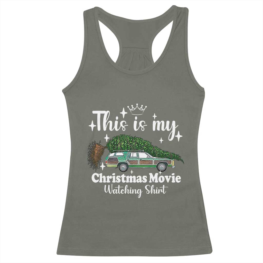 This Is My Christmas Movie Watching Racerback Tank Top Vintage Xmas Tree Car - Wonder Print Shop