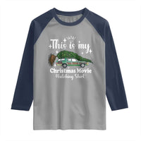 This Is My Christmas Movie Watching Raglan Shirt Vintage Xmas Tree Car - Wonder Print Shop