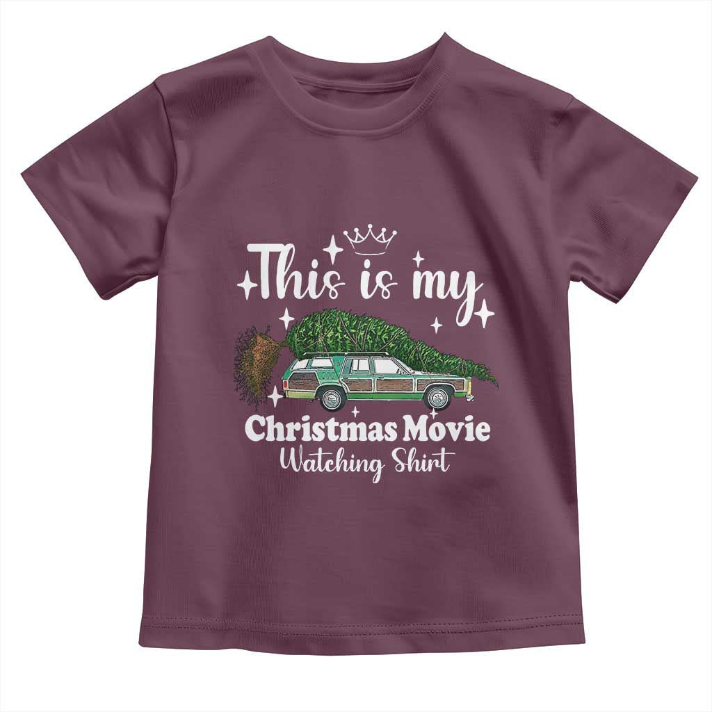This Is My Christmas Movie Watching Toddler T Shirt Vintage Xmas Tree Car - Wonder Print Shop