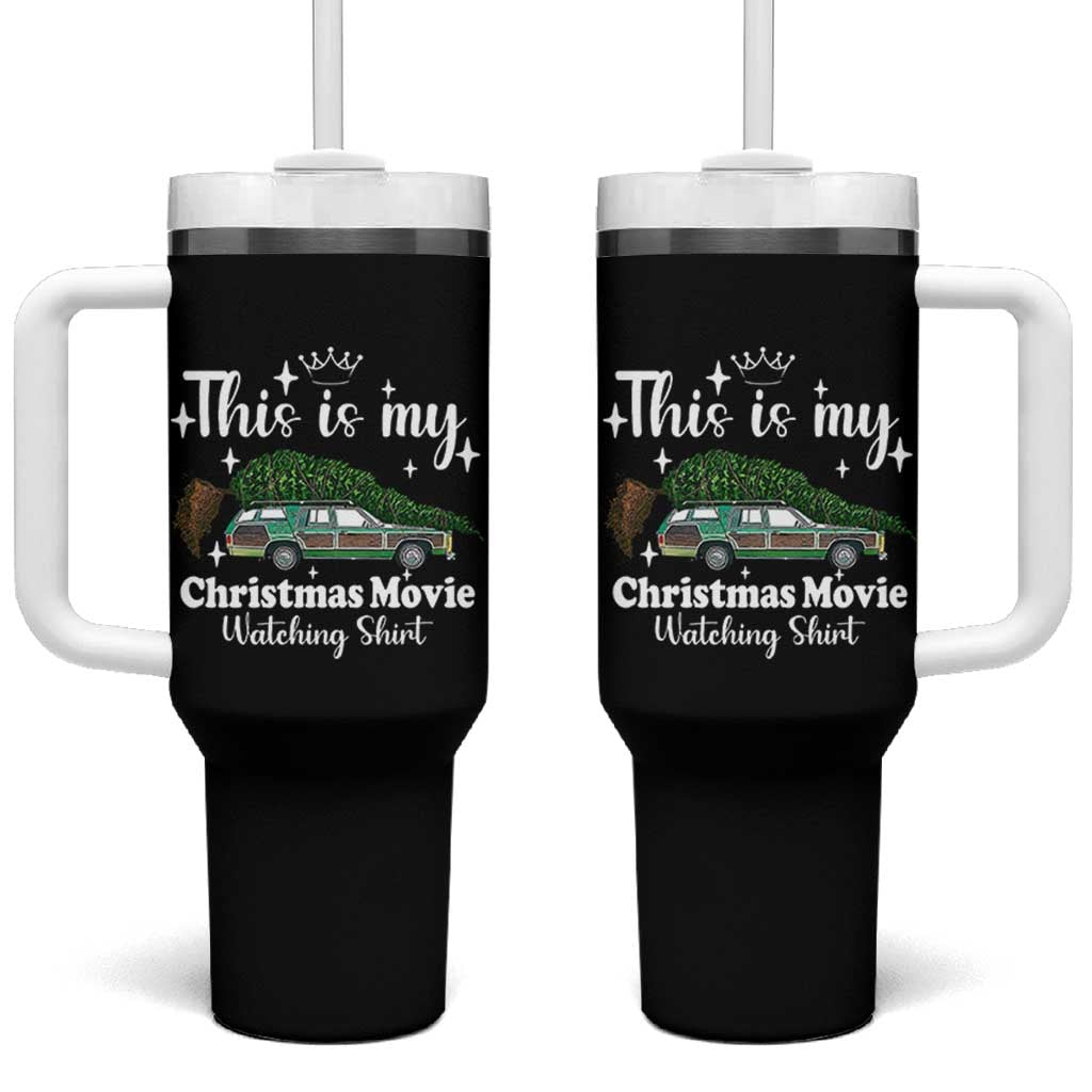 This Is My Christmas Movie Watching Tumbler With Handle Vintage Xmas Tree Car - Wonder Print Shop