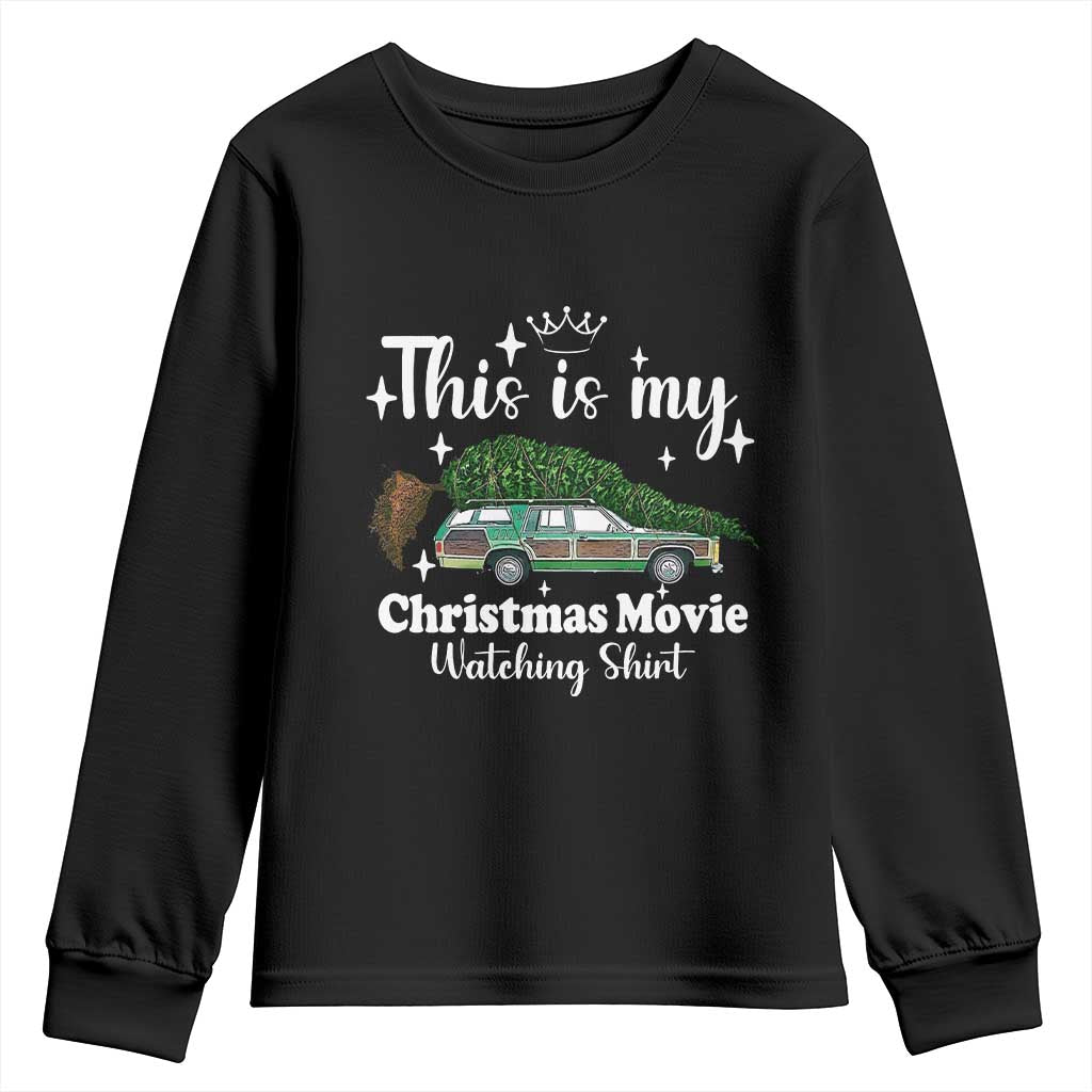 This Is My Christmas Movie Watching Youth Sweatshirt Vintage Xmas Tree Car - Wonder Print Shop
