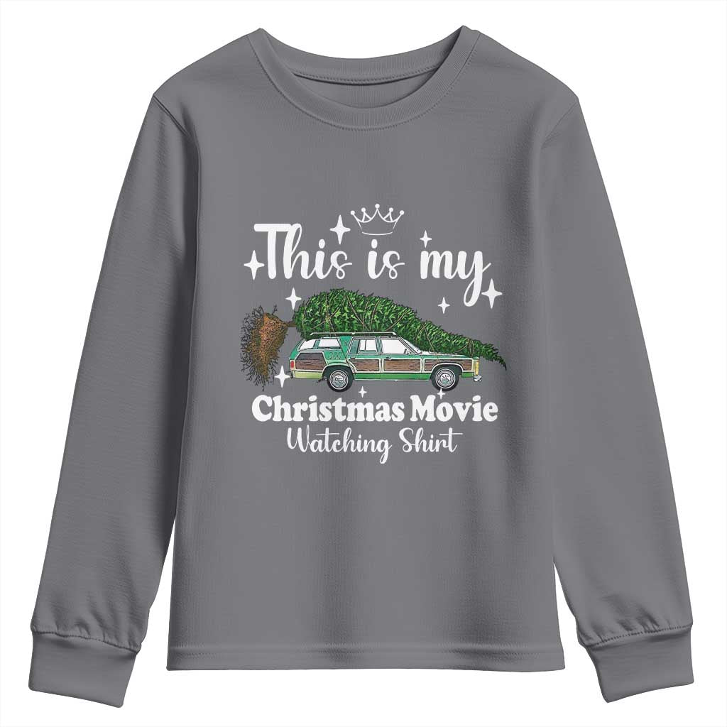This Is My Christmas Movie Watching Youth Sweatshirt Vintage Xmas Tree Car - Wonder Print Shop