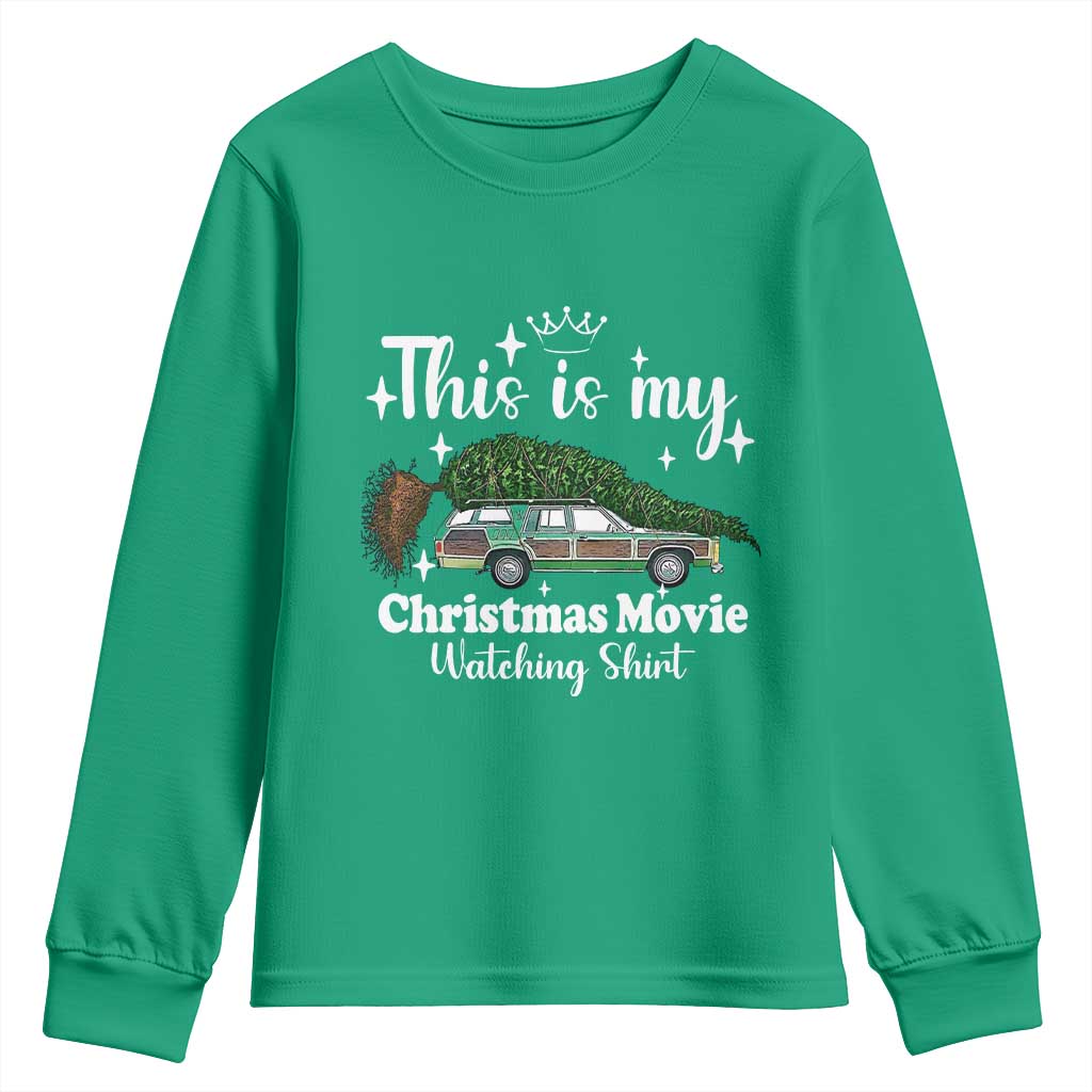 This Is My Christmas Movie Watching Youth Sweatshirt Vintage Xmas Tree Car - Wonder Print Shop