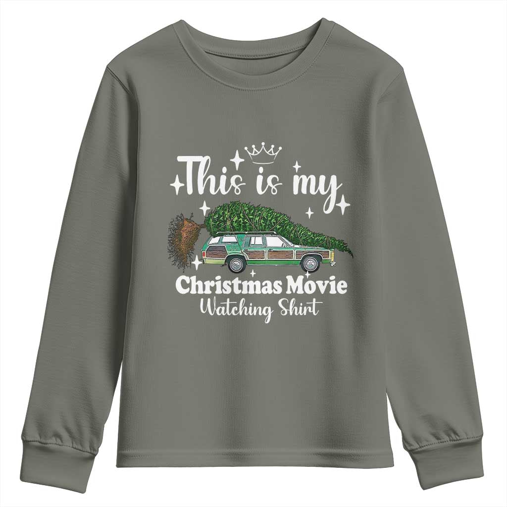 This Is My Christmas Movie Watching Youth Sweatshirt Vintage Xmas Tree Car - Wonder Print Shop