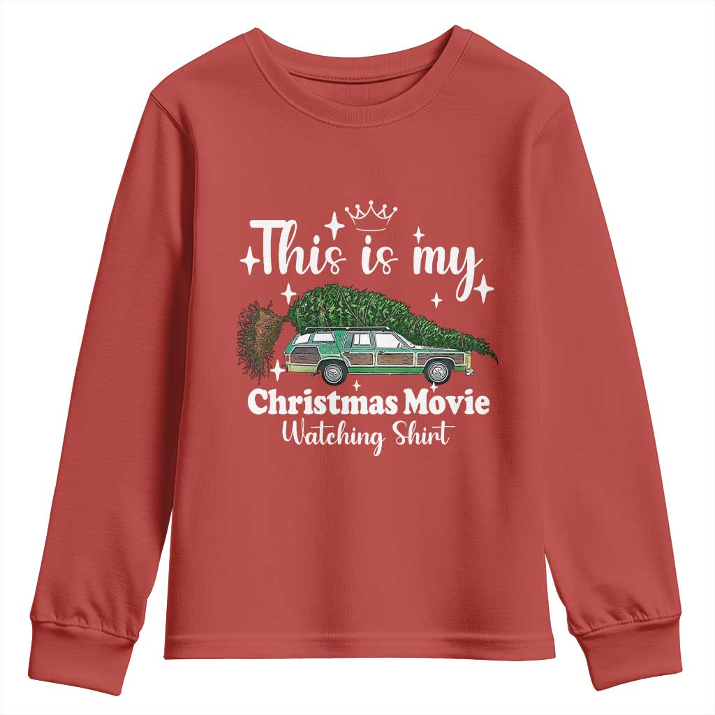 This Is My Christmas Movie Watching Youth Sweatshirt Vintage Xmas Tree Car - Wonder Print Shop