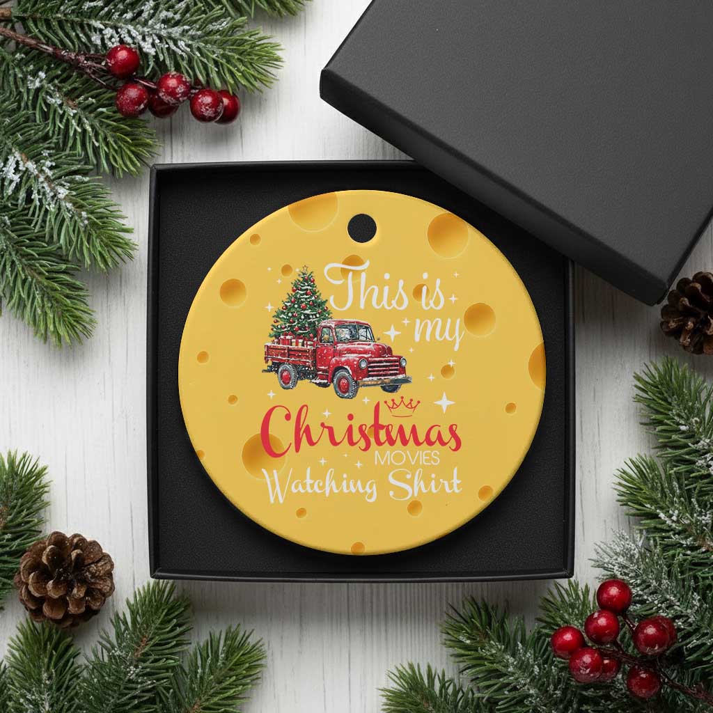 This Is My Christmas Movie Watching Ceramic Ornament Vintage Red Truck - Wonder Print Shop