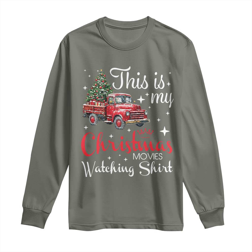 This Is My Christmas Movie Watching Long Sleeve Shirt Vintage Red Truck - Wonder Print Shop