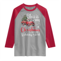 This Is My Christmas Movie Watching Raglan Shirt Vintage Red Truck - Wonder Print Shop