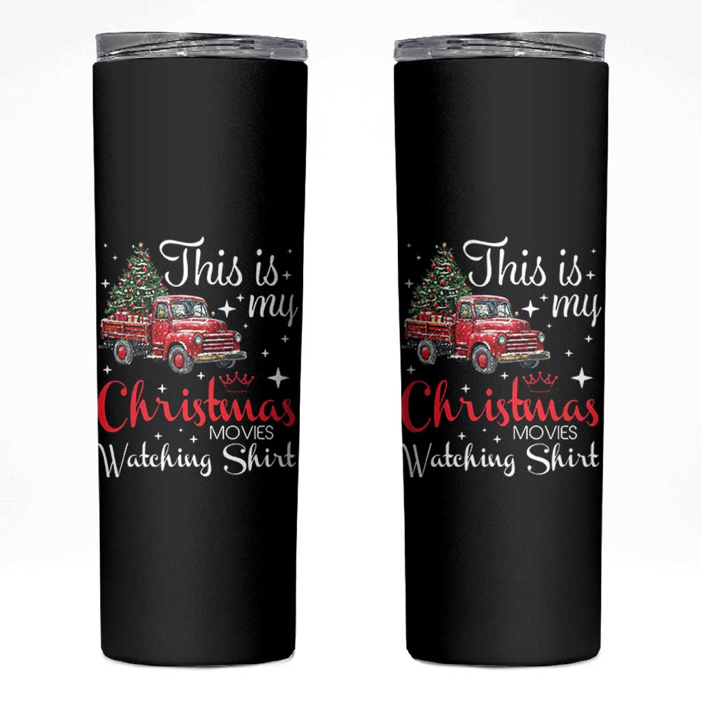 This Is My Christmas Movie Watching Skinny Tumbler Vintage Red Truck - Wonder Print Shop