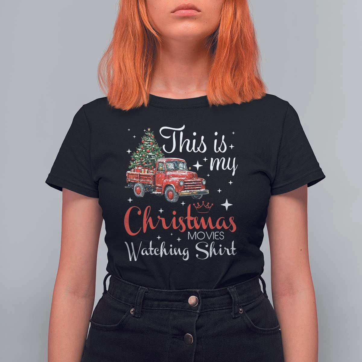 This Is My Christmas Movie Watching T Shirt For Women Vintage Red Truck - Wonder Print Shop