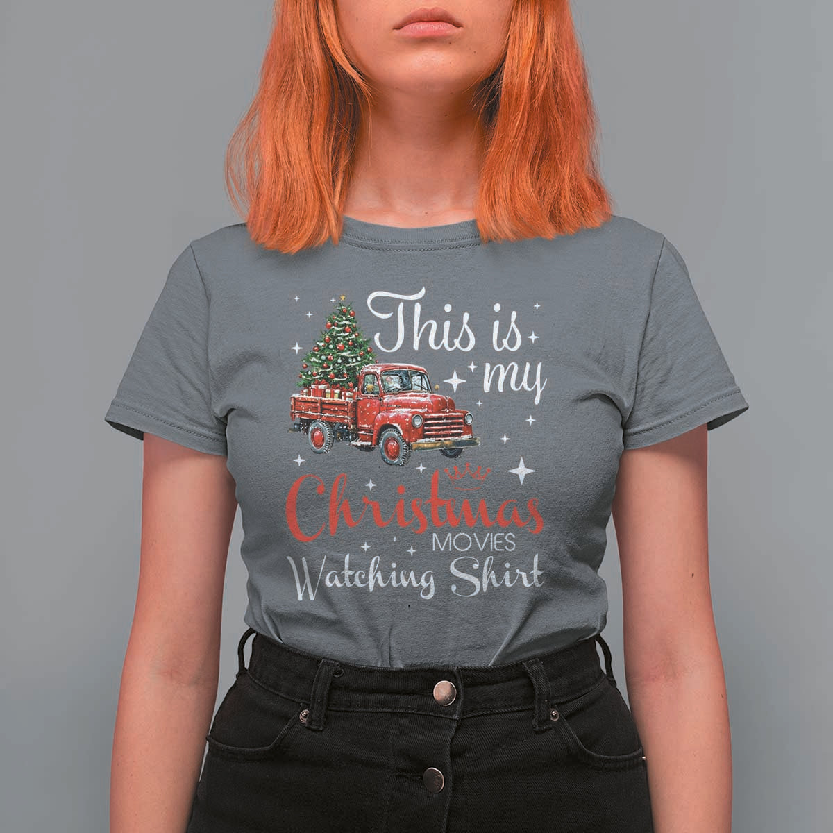 This Is My Christmas Movie Watching T Shirt For Women Vintage Red Truck - Wonder Print Shop