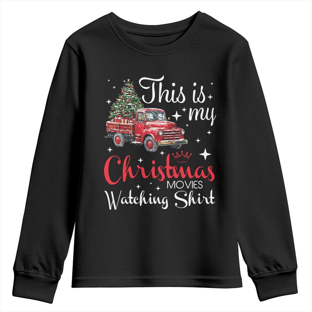 This Is My Christmas Movie Watching Youth Sweatshirt Vintage Red Truck - Wonder Print Shop