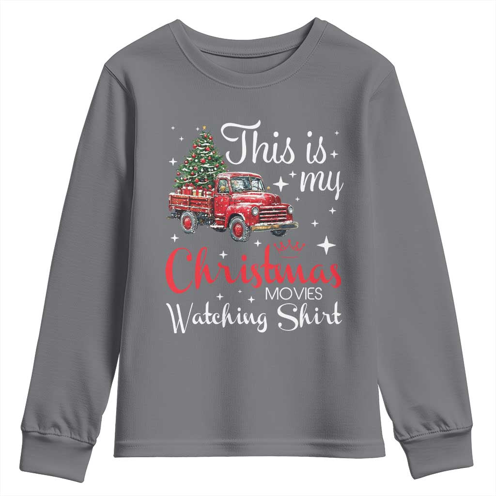 This Is My Christmas Movie Watching Youth Sweatshirt Vintage Red Truck - Wonder Print Shop