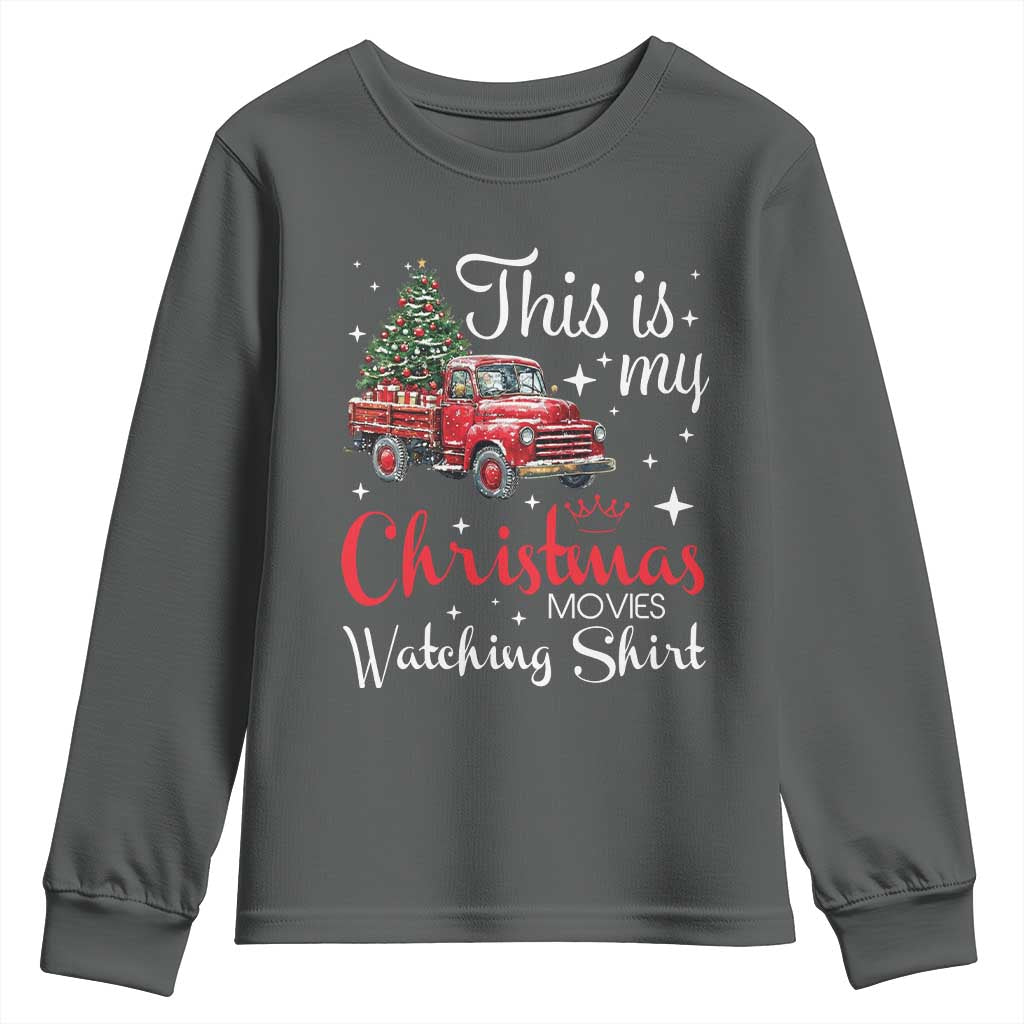 This Is My Christmas Movie Watching Youth Sweatshirt Vintage Red Truck - Wonder Print Shop