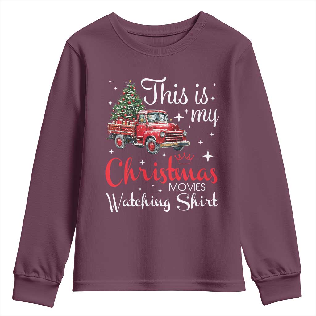This Is My Christmas Movie Watching Youth Sweatshirt Vintage Red Truck - Wonder Print Shop