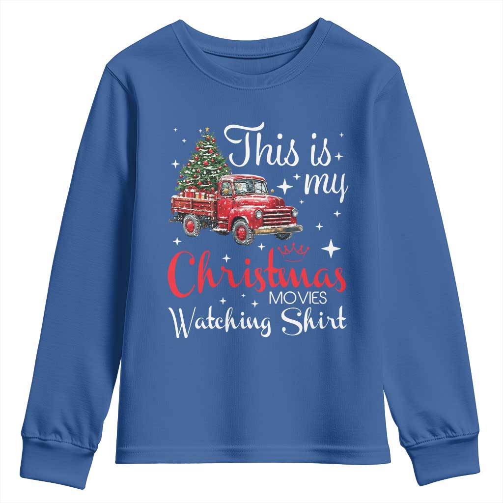 This Is My Christmas Movie Watching Youth Sweatshirt Vintage Red Truck - Wonder Print Shop