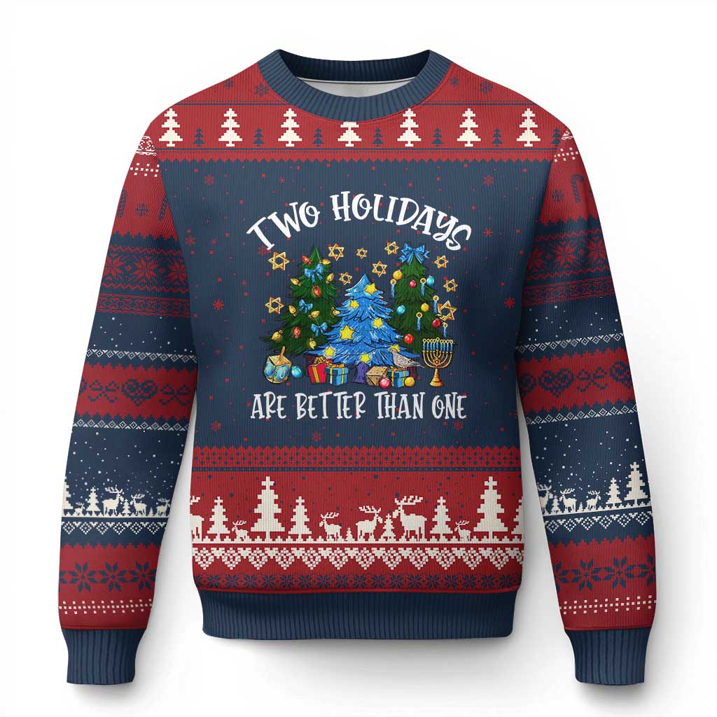 Xmas Hanukkah Ugly Christmas Sweater Two Holidays Are Better Than One Christmukkah Tree - Wonder Print Shop