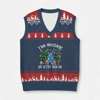 Xmas Hanukkah V-Neck Knit Sweater Vest Two Holidays Are Better Than One Christmukkah Tree - Wonder Print Shop
