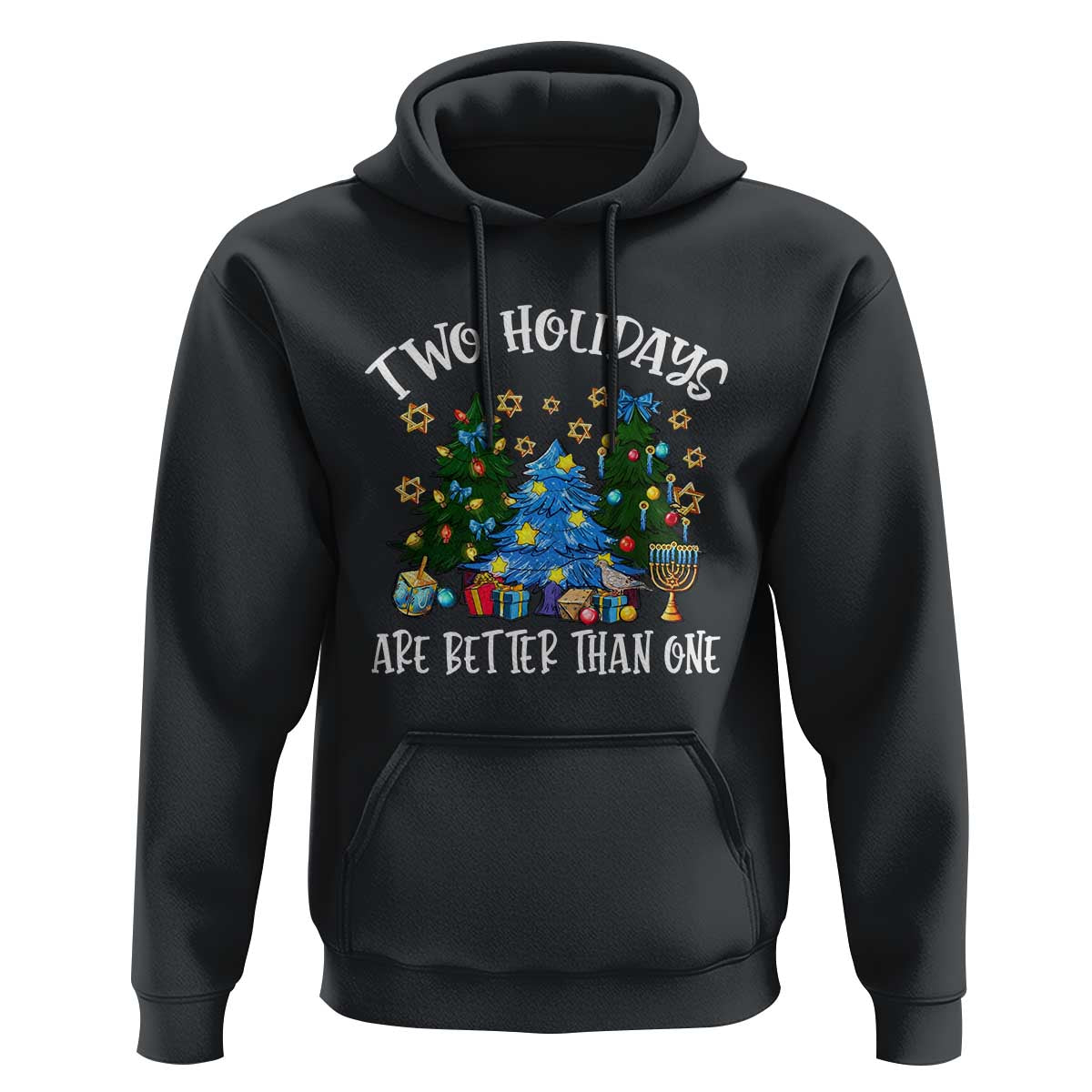 Christmas Hanukkah Hoodie Two Holidays Are Better Than One Christmukkah Tree - Wonder Print Shop