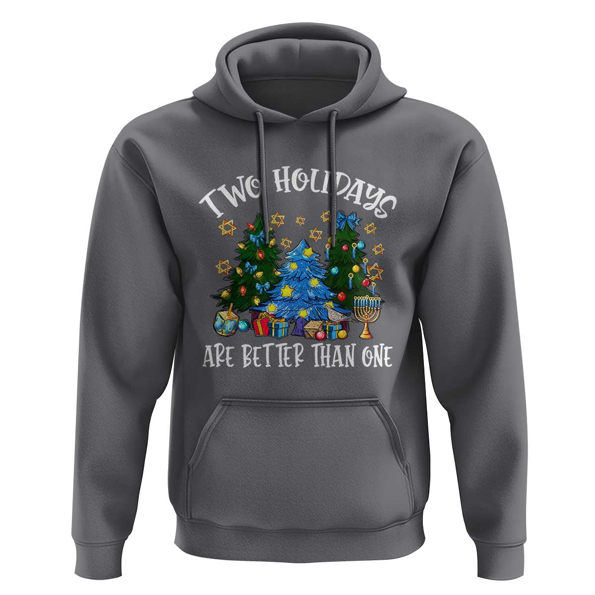 Christmas Hanukkah Hoodie Two Holidays Are Better Than One Christmukkah Tree - Wonder Print Shop