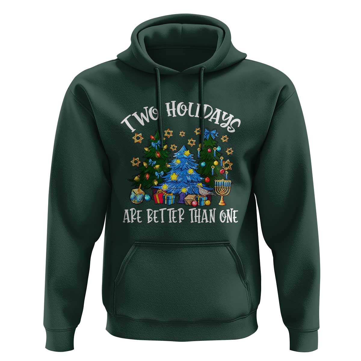 Christmas Hanukkah Hoodie Two Holidays Are Better Than One Christmukkah Tree - Wonder Print Shop