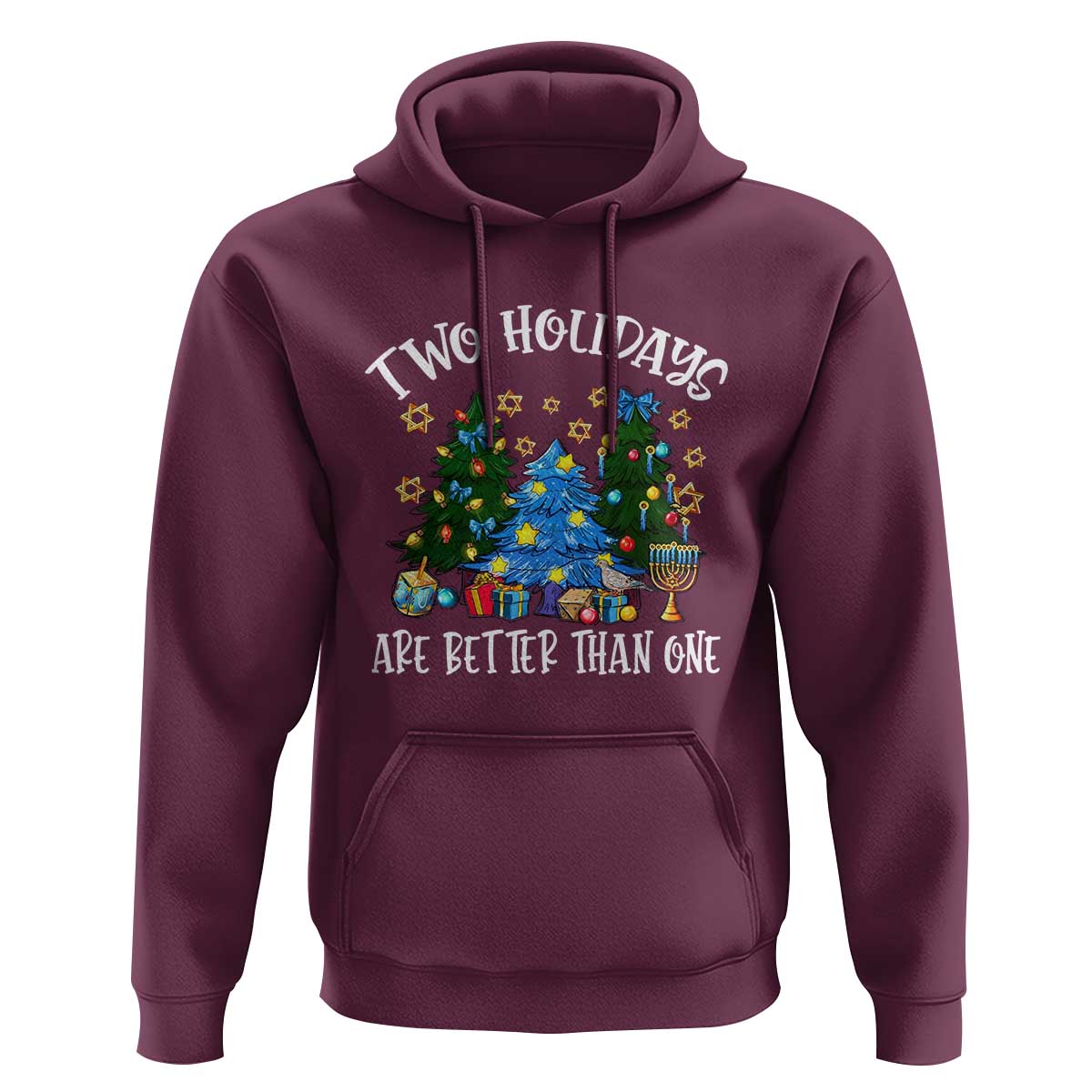 Christmas Hanukkah Hoodie Two Holidays Are Better Than One Christmukkah Tree - Wonder Print Shop