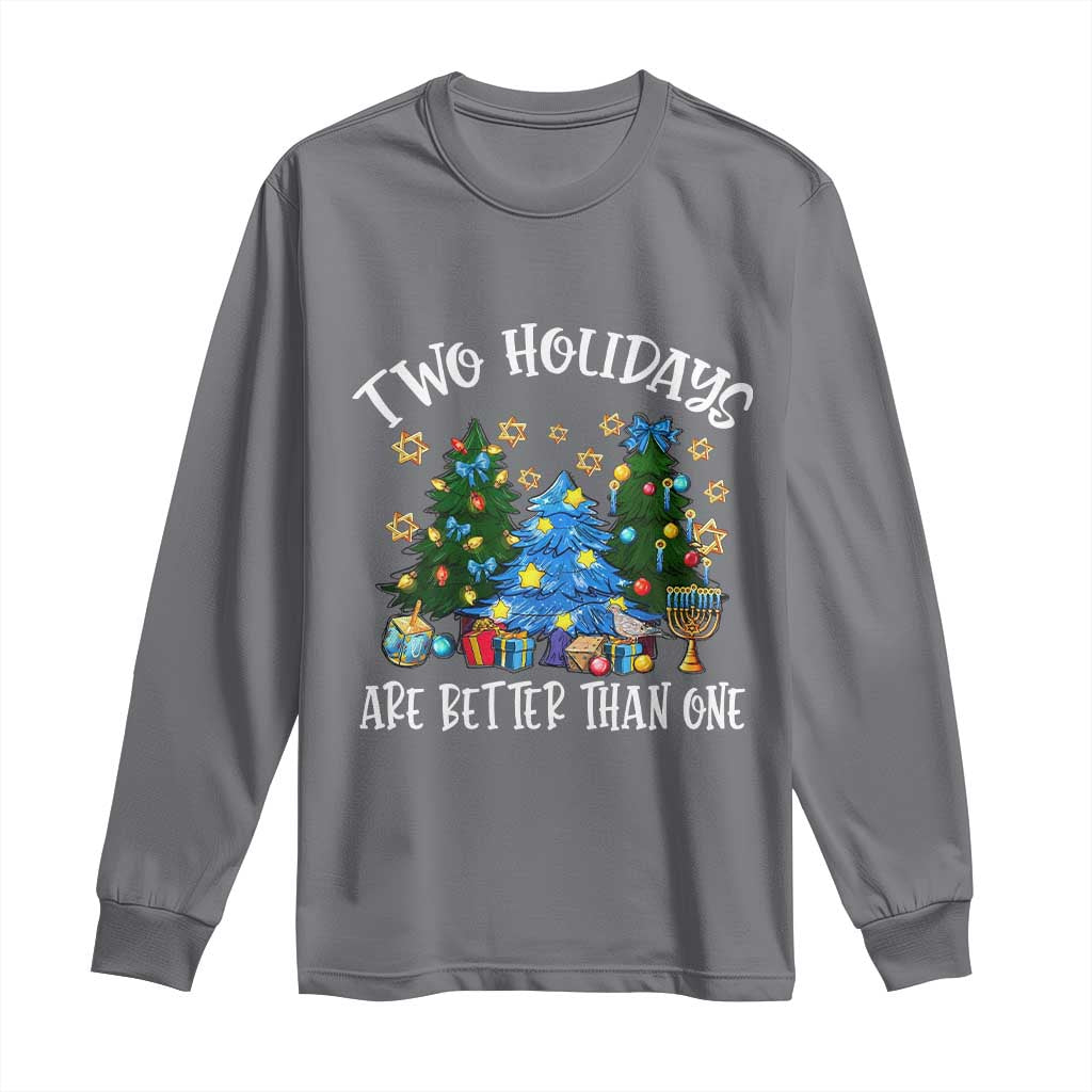 Christmas Hanukkah Long Sleeve Shirt Two Holidays Are Better Than One Christmukkah Tree - Wonder Print Shop