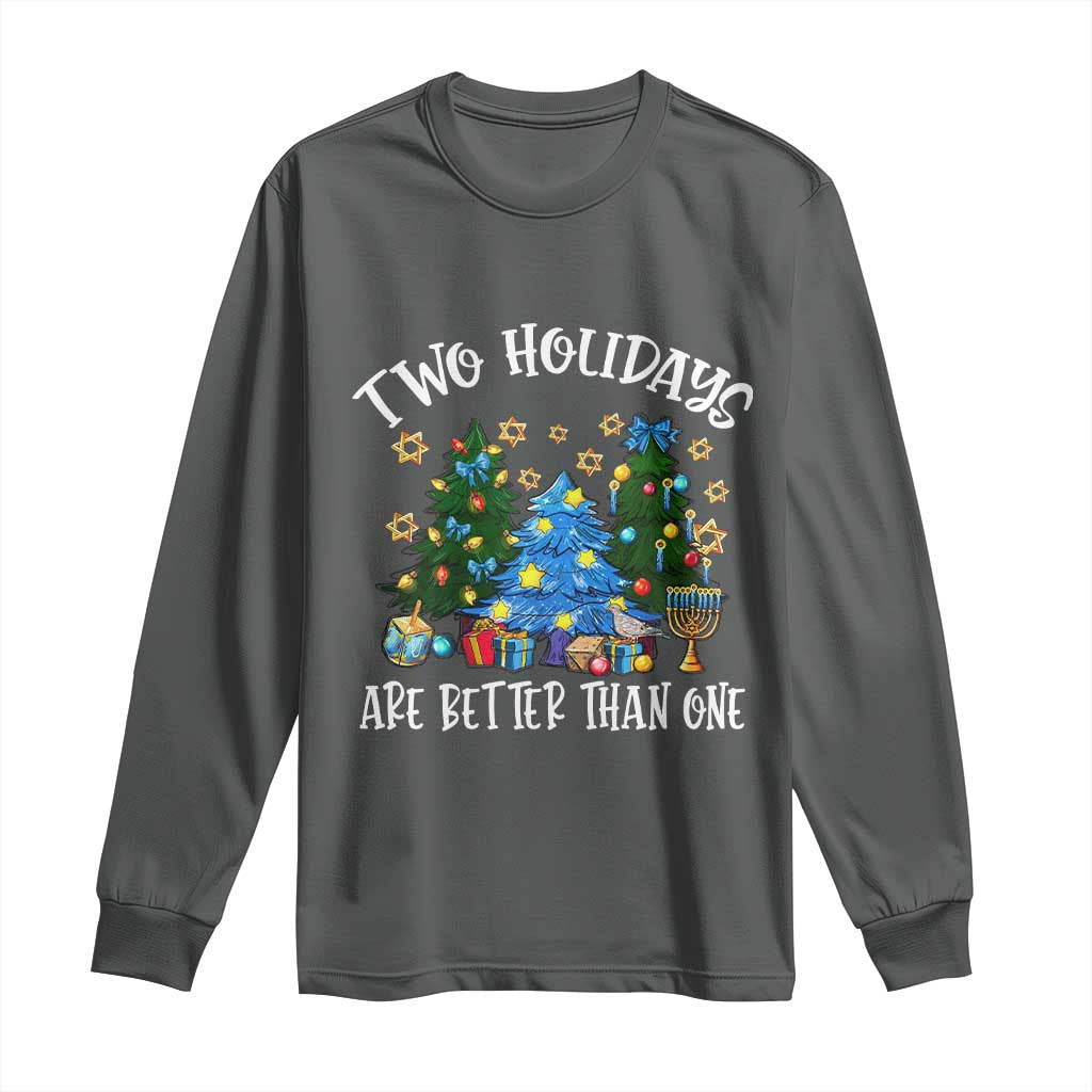 Christmas Hanukkah Long Sleeve Shirt Two Holidays Are Better Than One Christmukkah Tree - Wonder Print Shop
