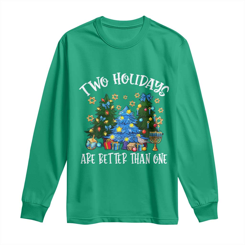 Christmas Hanukkah Long Sleeve Shirt Two Holidays Are Better Than One Christmukkah Tree - Wonder Print Shop