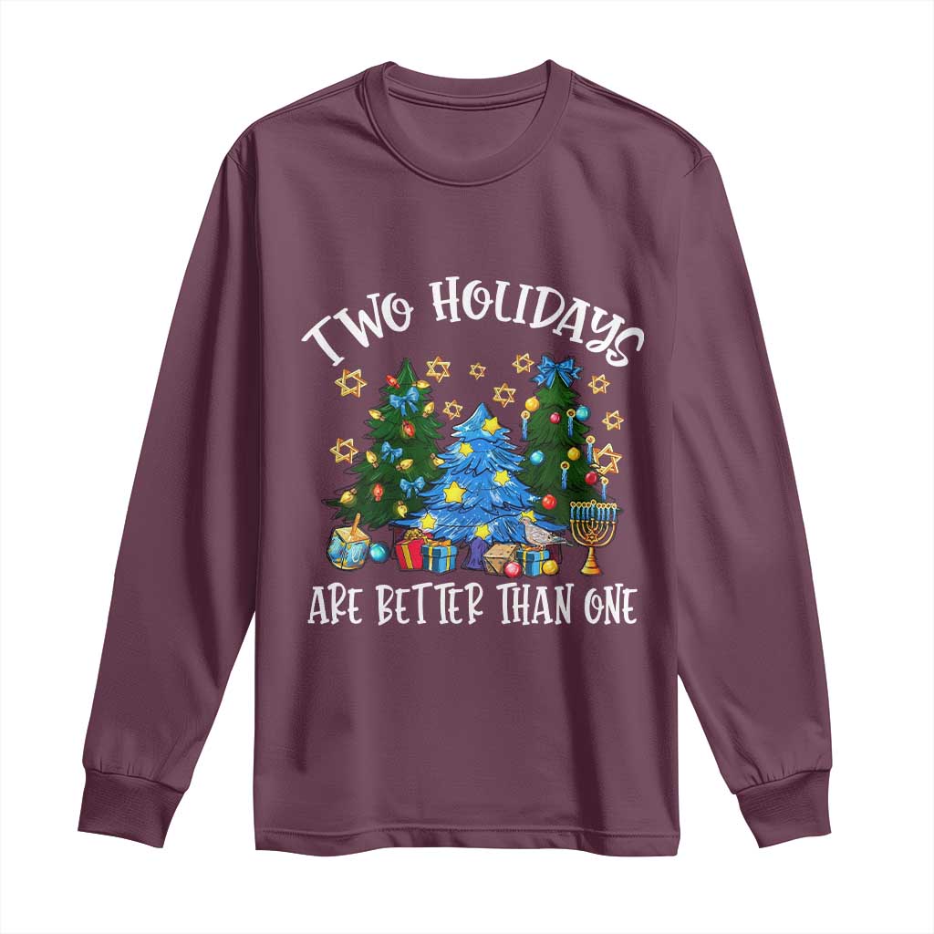 Christmas Hanukkah Long Sleeve Shirt Two Holidays Are Better Than One Christmukkah Tree - Wonder Print Shop