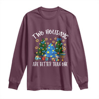 Christmas Hanukkah Long Sleeve Shirt Two Holidays Are Better Than One Christmukkah Tree - Wonder Print Shop