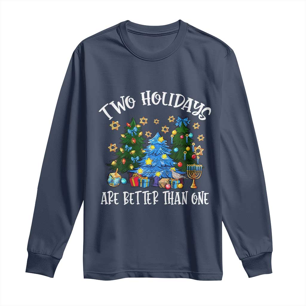 Christmas Hanukkah Long Sleeve Shirt Two Holidays Are Better Than One Christmukkah Tree - Wonder Print Shop